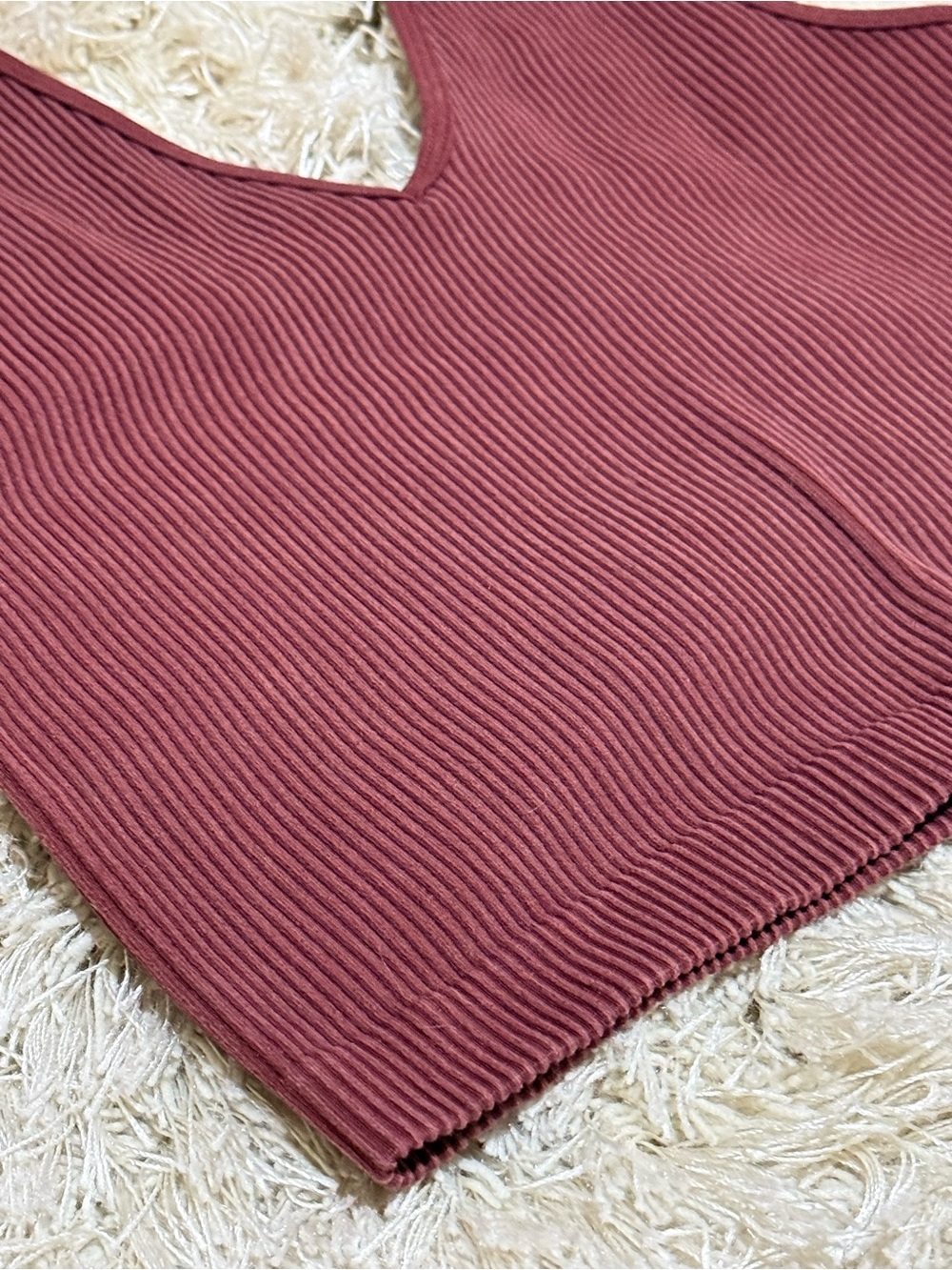 Free People Ribbed Seamless Crop Tank Burgundy Wine Brami Top XS/S - Picture 5 of 9
